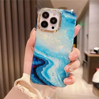 Cyan Marble Glitter Case for iPhone 15 Pro Max