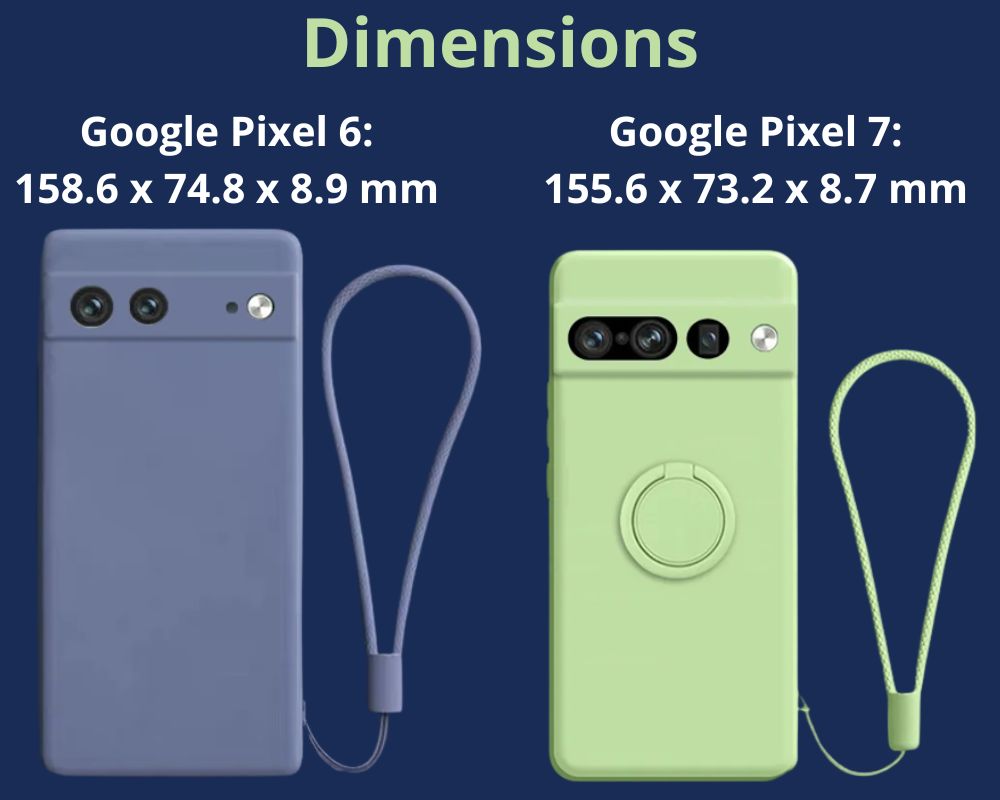 Google Pixel 6 and 7 cases dimensions