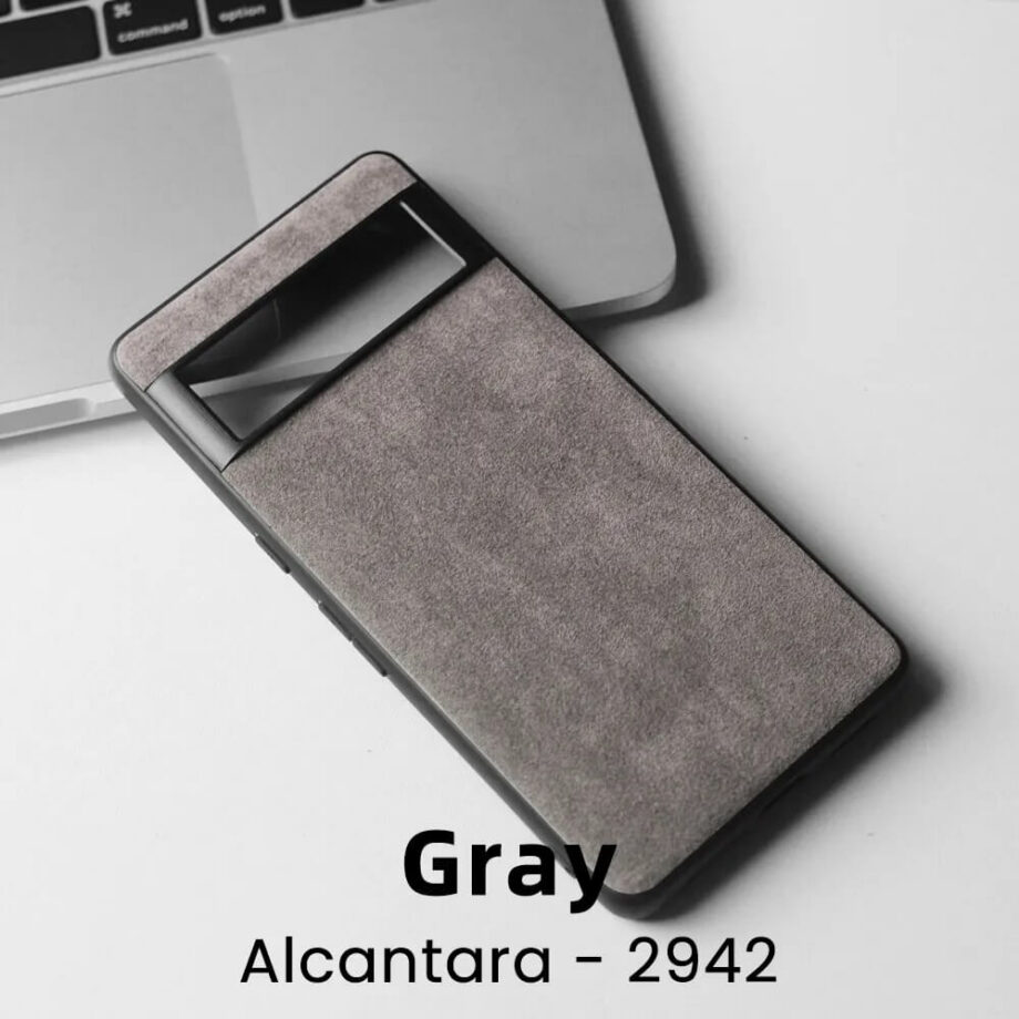 Gray Alcantara Phone Case for Google Pixel 8, 7, 6, and 5 series