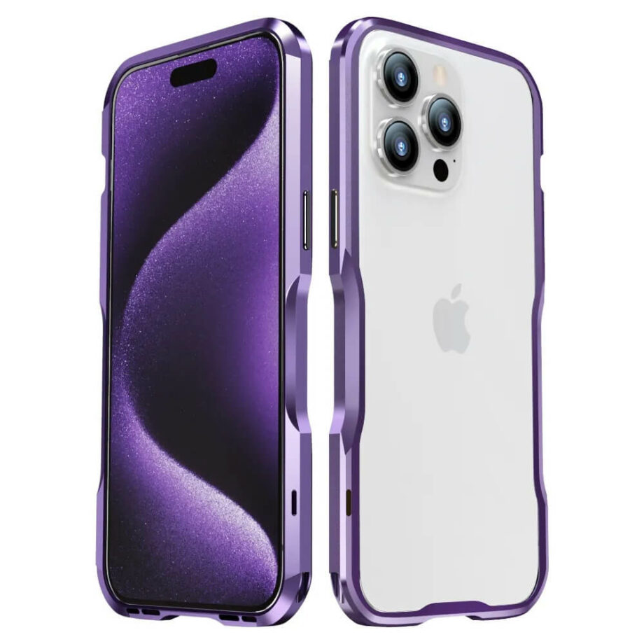 Purple Aluminum Metal thin Case for iPhone 15 Series