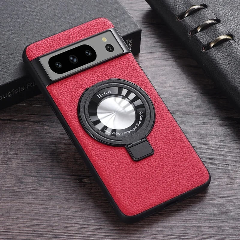 Red Magnetic Pixel Case With Ring Stand