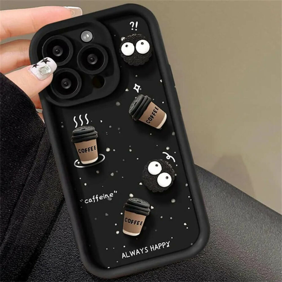 Black 3D Coffee First iPhone Case