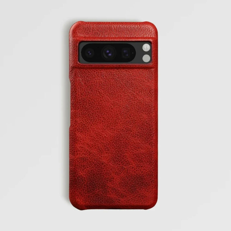 Red Genuine Leather Pixel Case