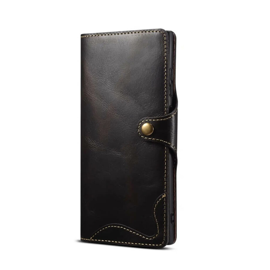 Black Genuine Leather Card Wallet Samsung Case