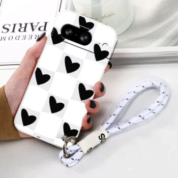 Black and White Hearts Phone Case for Pixel 8 series
