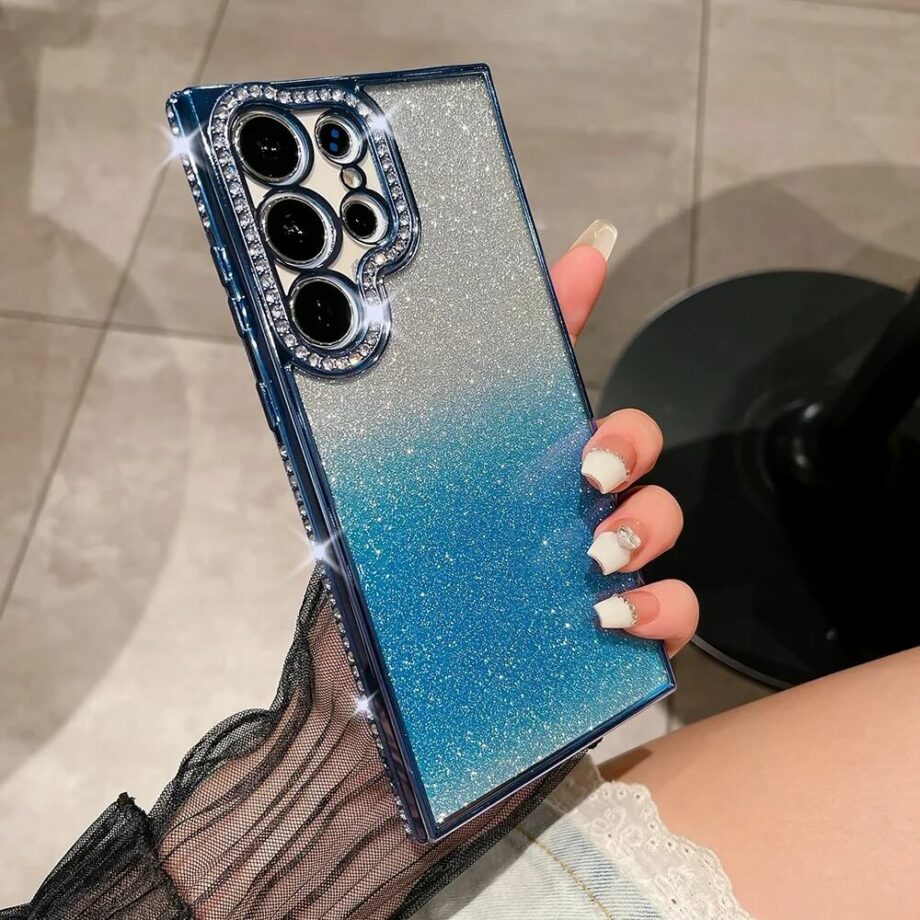 Blue Gradient Diamond Glitter Samsung Case