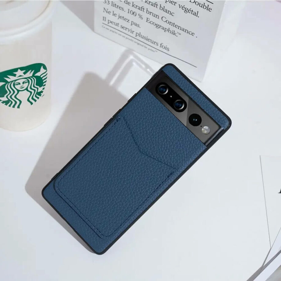 Blue Leather Card Holder Google Phone Case