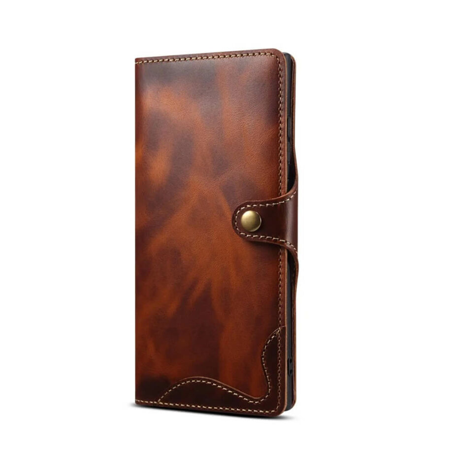 Brown Genuine Leather Card Wallet Samsung Case