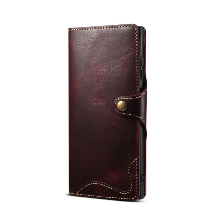 Coffee Genuine Leather Card Wallet Samsung Case
