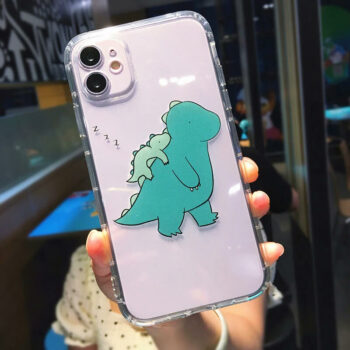 Dad and Baby Dinosaur Clear iPhone Case