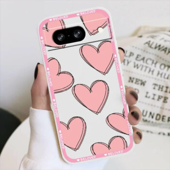 Pink Heart Phone Case for Pixel 7, 8 series