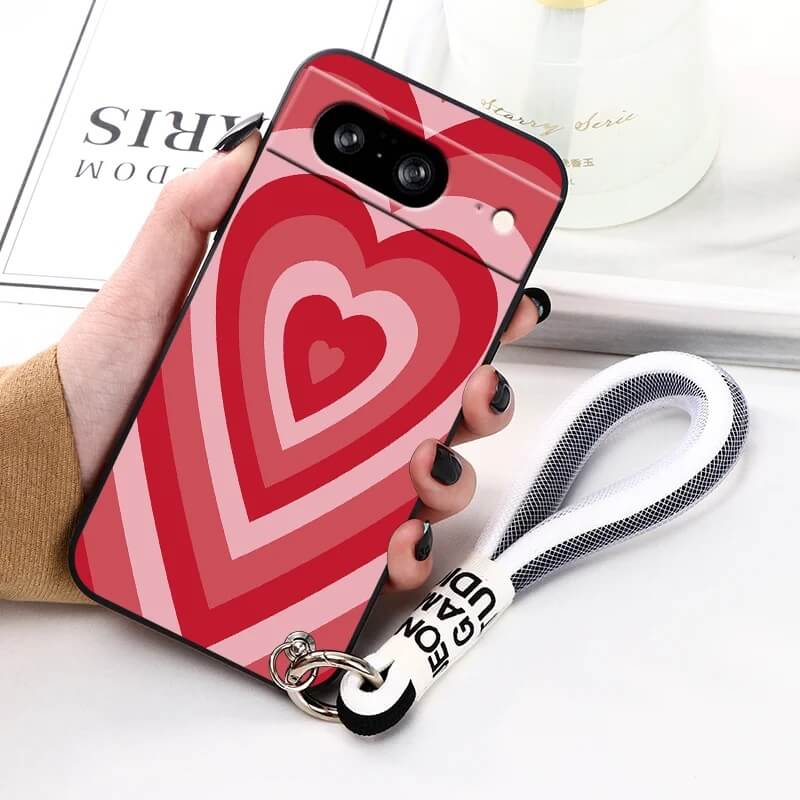 Pink Sweethearts Pixel Phone Case With Wrist Strap