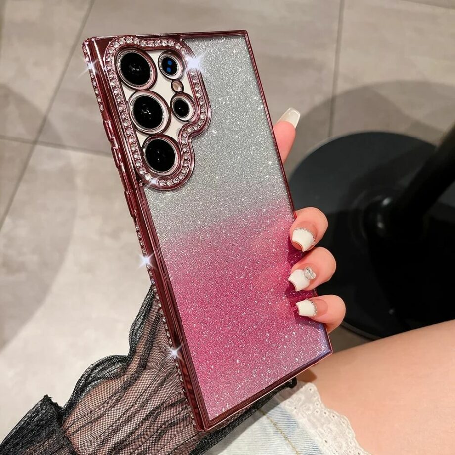 Red Gradient Diamond Glitter case for samsung