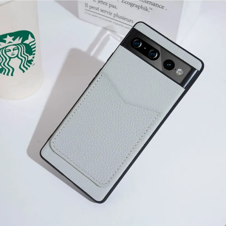 White Leather Card Holder Google Phone Case