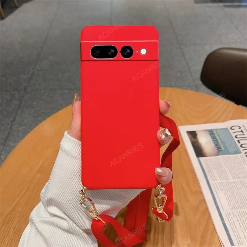 Crossbody Liquid Silicone Pixel Case - Red Color