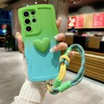 Curly Wave Shape Case With Wrist Strap - Green