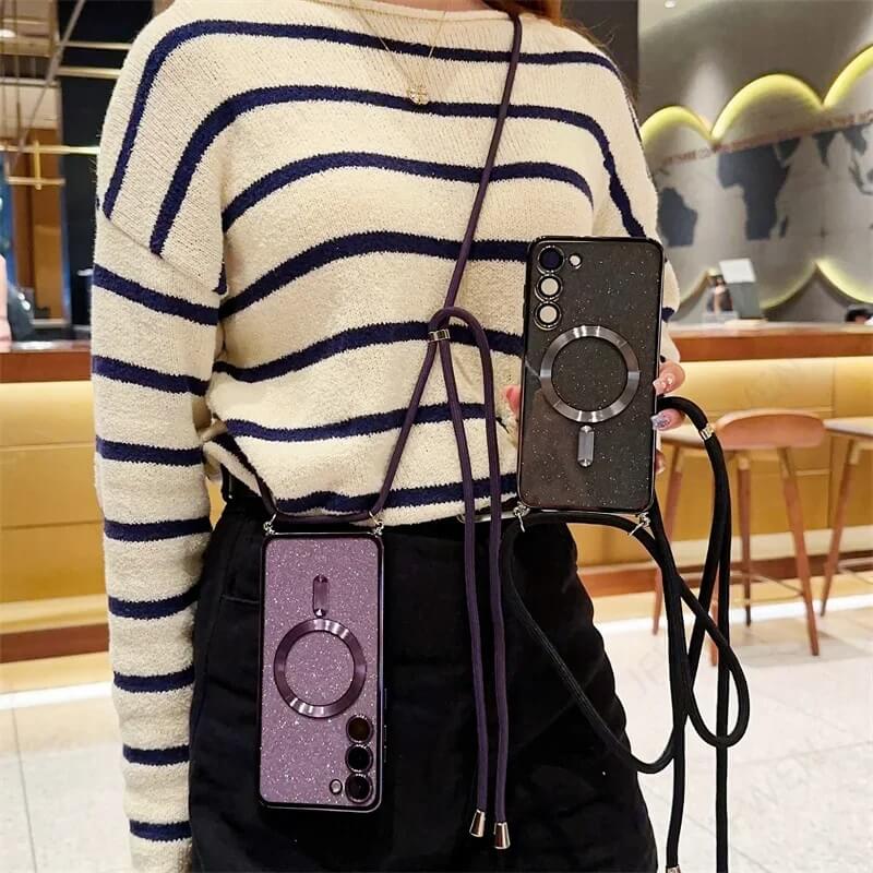 Glitter Crossbody Necklace Case for S24, S25 Series