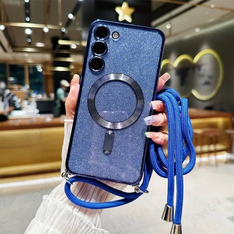 Glitter Crossbody Necklace Phone Case for Samsung S24 Series