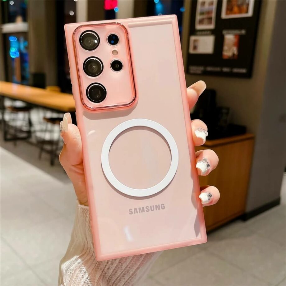 Pink Color Clear Silicone Samsung Phone Case