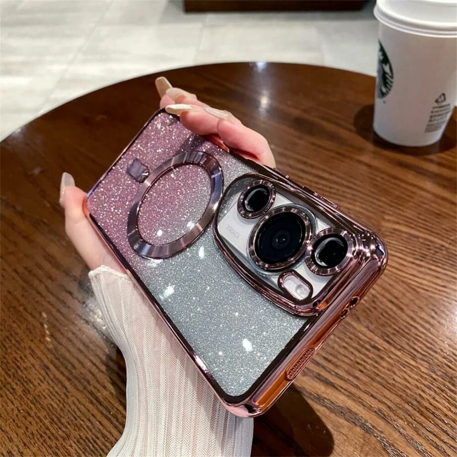 Plating Gradient Glitter Bling Huawei Case - Pink Color