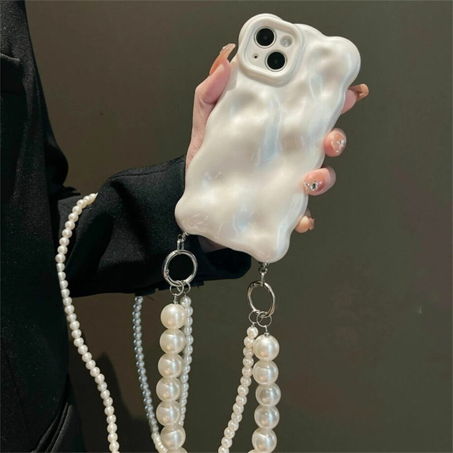 Bubble Wave iPhone Case with Pearl Lanyard