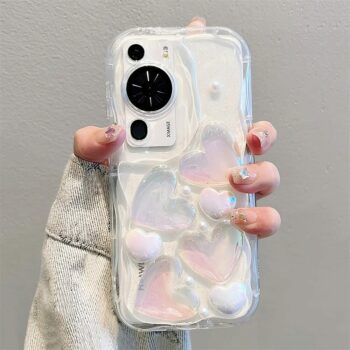 Clear 3D Laser Heart Huawei Case