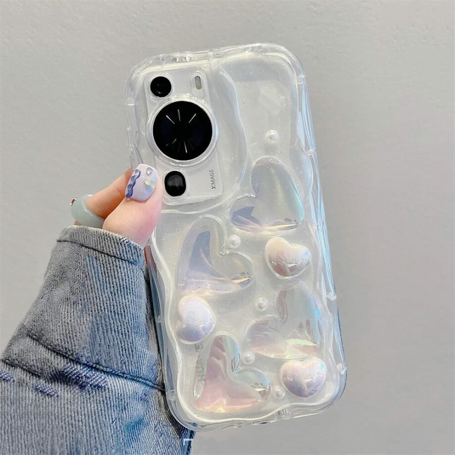 Clear 3D Laser Heart Huawei Phone Case