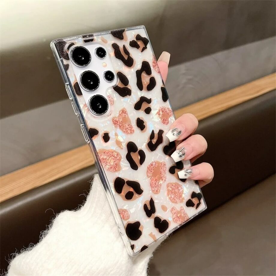 Gold Glitter & Black Leopard Phone Case