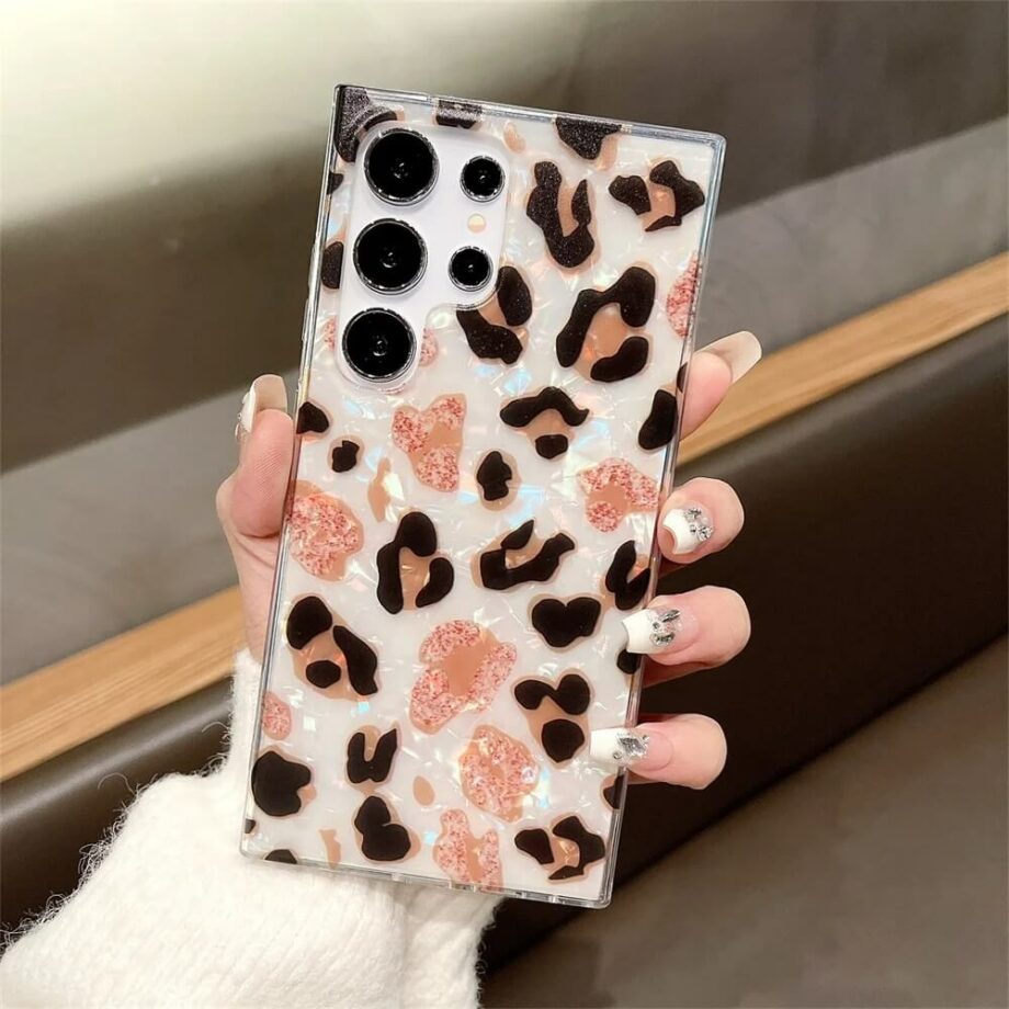 Gold Glitter & Black Leopard Samsung Phone Case