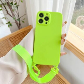 Liquid Silicone Lanyard iPhone Case with Lens Cover