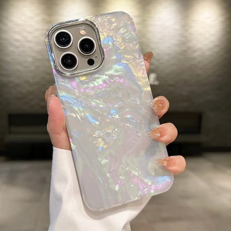 Marble Glitter Laser Phone Case for iPhone 15 Series