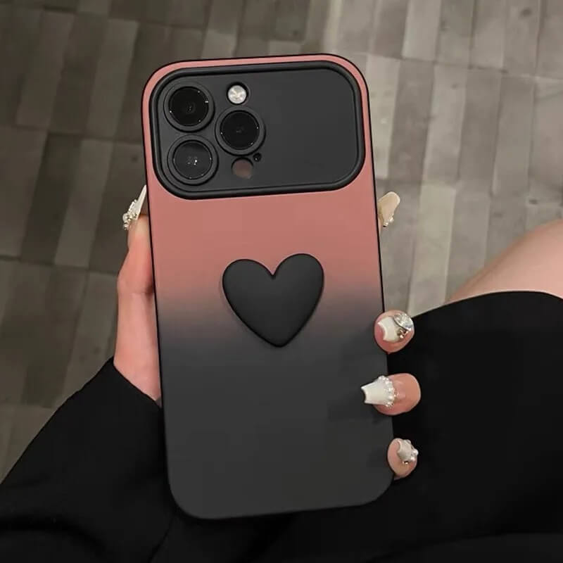 Pink 3D Love Heart Gradient Phone Case