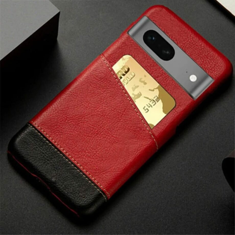 Red Splice Leather Card Wallet Pixel Case
