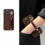 Coffee Leather iPhone Case with Hand Strap