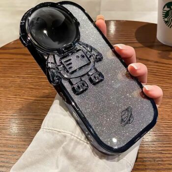 Cosmo Shield Astronaut Lens Protection Glitter iPhone Case