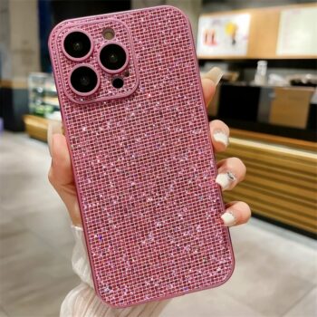 Diamond Glitter iPhone Case with Built-in Camera Lens Glass