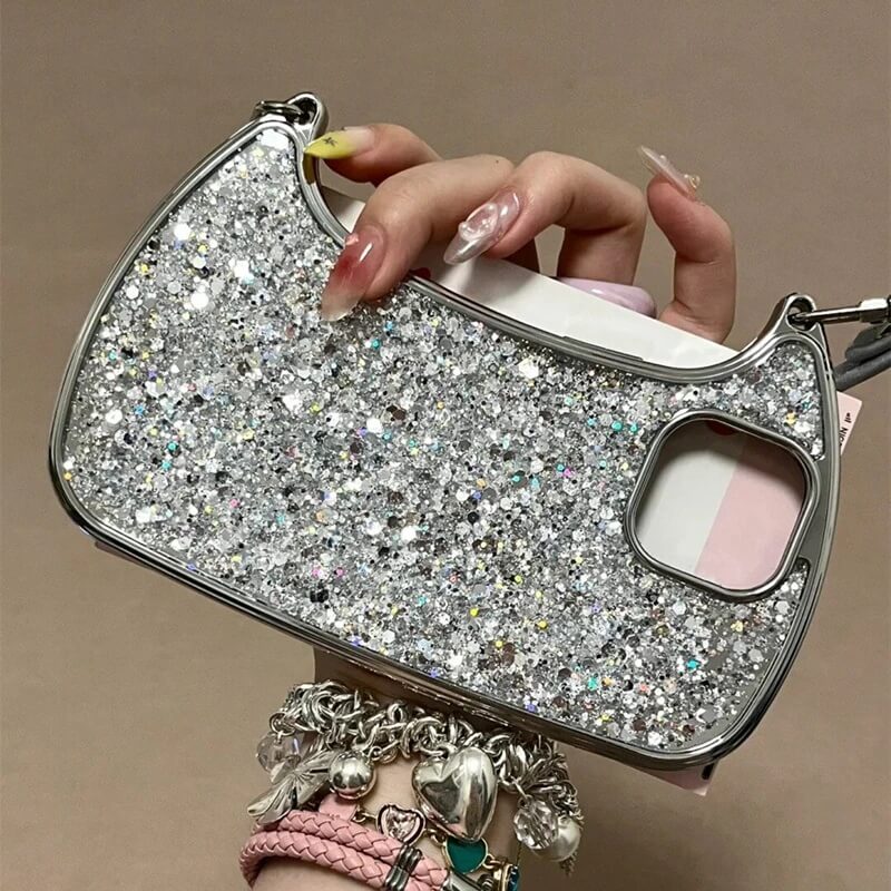 Mini Handbag Shaped Case with Marble and Sequin Styles Mini Handbag Shaped Case with Marble and Sequin Styles