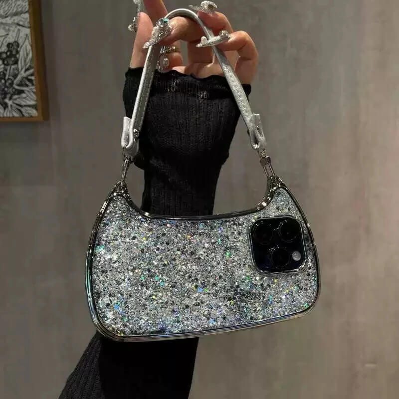 Silver Sequiens Mini Handbag Shaped iPhone Case Silver Sequiens Mini Handbag Shaped iPhone Case
