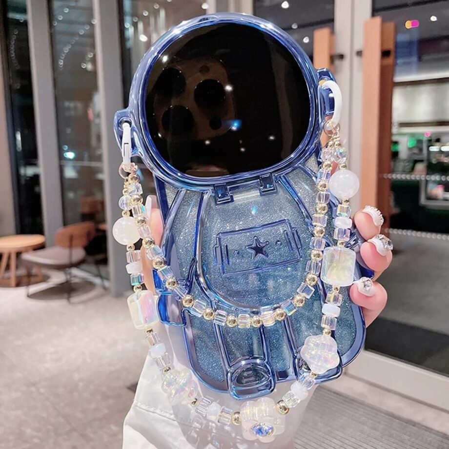 Astronaut Shaped Mirror Kickstand iPhone Case - blue_a (1)