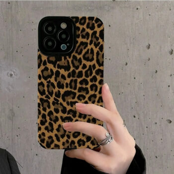 Brown Leopard Print Phone Case for iPhone 15 Pro Max 14 13 12