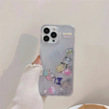 Cartoon Liquid Quicksand Case with Charming Charms