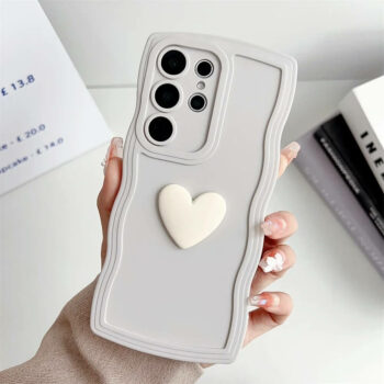 Curly Heart Wave Shape Phone Case for Samsung S24 Series