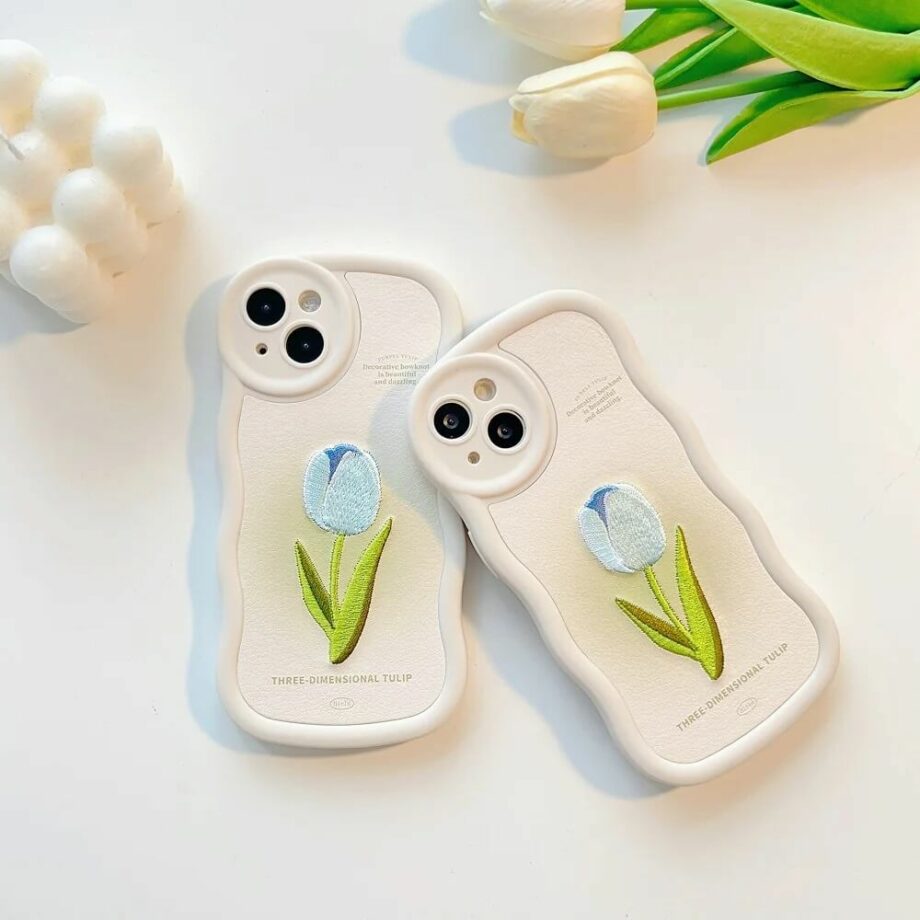 Embroidered Tulip Floral iPhone Case