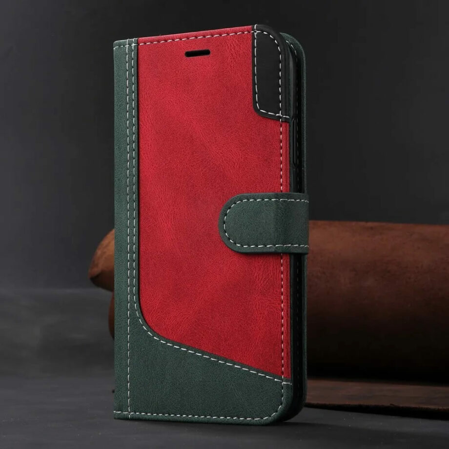 Green Leather Flip Wallet Pixel Phone Case