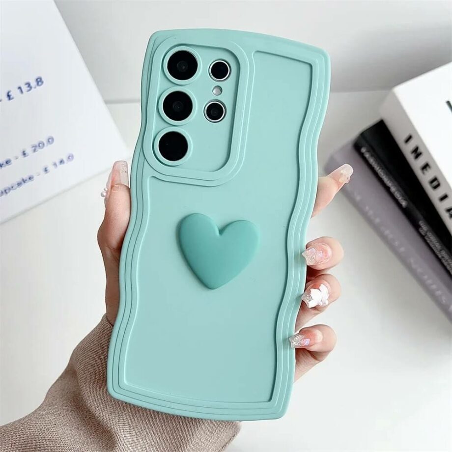 blue Curly Heart Wave Shape Phone Case