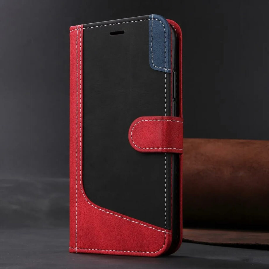 red Color Leather Flip Wallet Pixel Phone Case