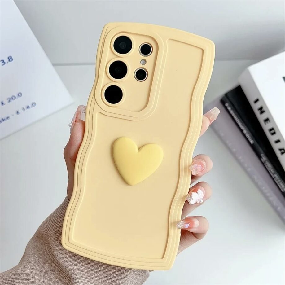 yellow Curly Heart Wave Shape Phone Case