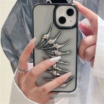 3D Metal Fish Bone Clear iPhone Case