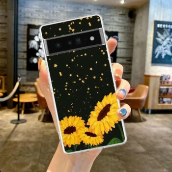 Cute Yellow Sunflower Pattern Case for Google Pixel 5 6 7 8 (3)