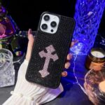Fashion Crystal Diamond Cross iPhone Case- black